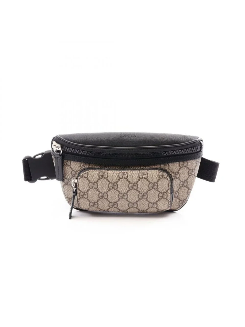 Gucci Waist Bag GG Supreme Beige Brown Black Leather Small